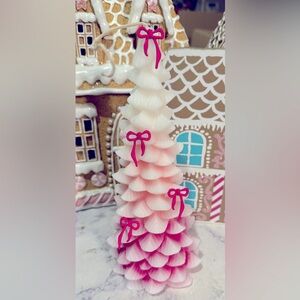 New Rachel Zoe Pink Ombré Tree Candle w/bow ornaments! VHTF